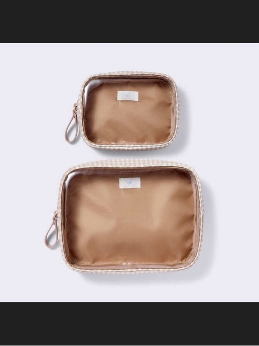 cloud island Beige Gingham Clear-Top Cosmetic Pouch Set - 2 Pack
